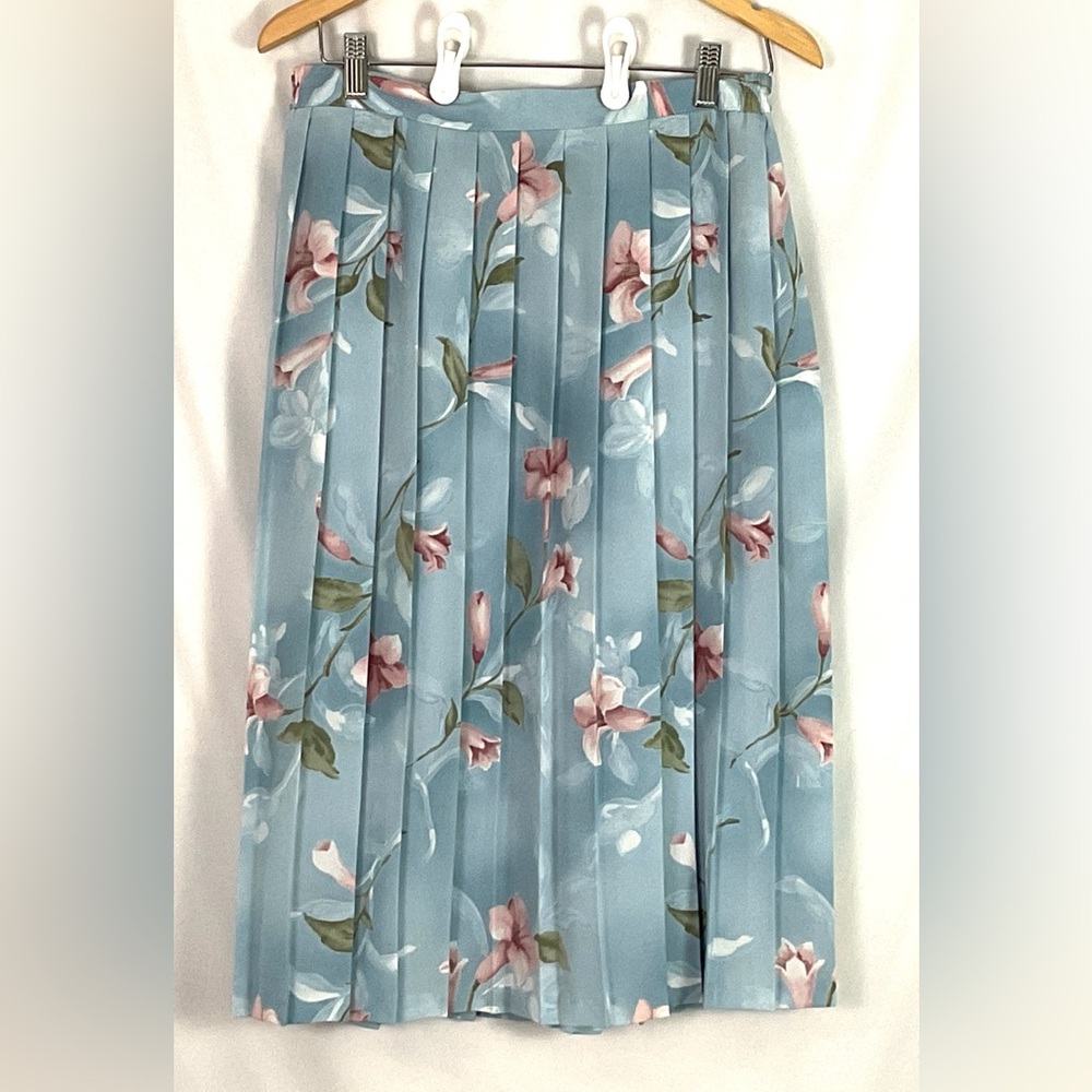 Alfred Dunner Blue Floral A-Line Skirt